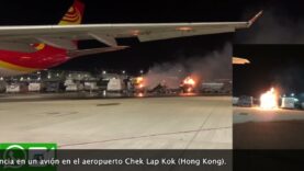 Incendio por teléfonos móviles, antes de ser cargada  en un avión en el aeropuerto de Hong Kong